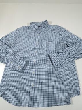 Vineyard Vines Shirt Mens 2XL Blue Check Slim Fit Performance Button Down L/S
